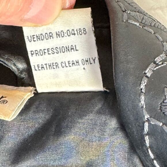 Spiegel Together! Vintage Black Leather Lattice Trim Jacket Sz 16 - Picture 7 of 7